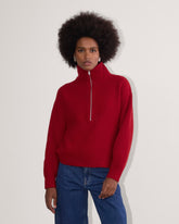 womens-felted-merino-halfzip-sweater-berry-red | primary