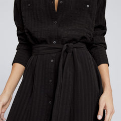womens-city-stripe-draped-shirt-dress-black