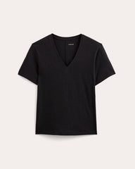 womens-slouchy-v-tee-cotton-linen-black | alt