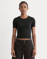 womens-cropped-short-sleeve-rib-tee-black | primary