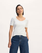 womens-supima-form-scoop-neck-tee-white | primary