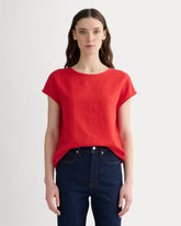 womens-linen-short-sleeve-crew-tee-classic-red | primary