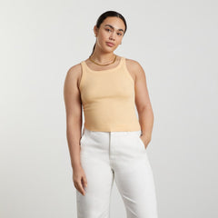 womens-cropped-pima-rib-tank-melon | primary