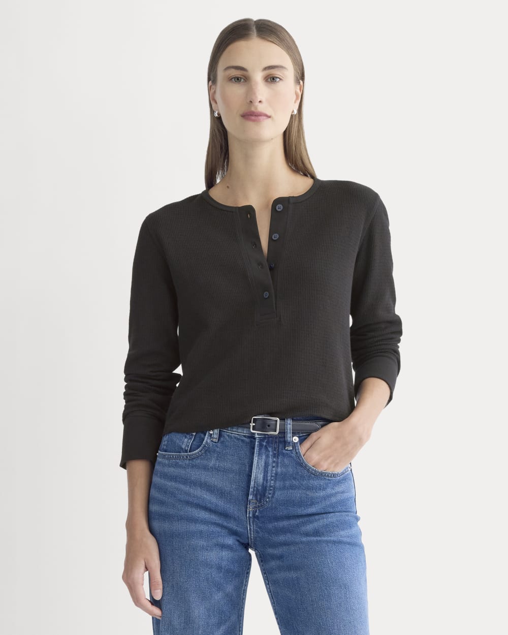 womens-boxy-henley-in-cozy-waffle-black | primary