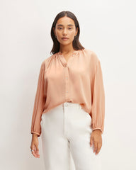 womens-clean-silk-shirred-blouse-blush-pink | primary