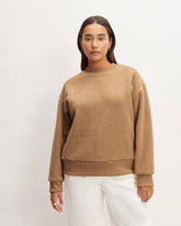 womens-renew-fleece-oversized-crew-tigers-eye-brown | primary