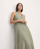 womens-linen-v-neck-maxi-dress-sage-green | primary