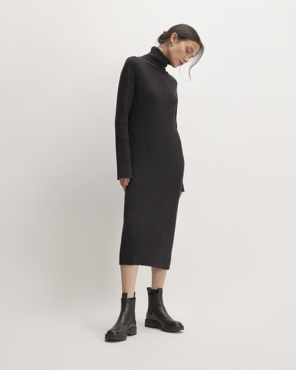 womens-cotton-merino-turtleneck-dress-heather-charcoal | primary