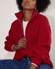 womens-felted-merino-halfzip-sweater-berry-red