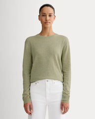 womens-cashmere-classic-crew-sweater-light-heathered-moss | primary