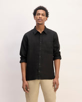 mens-linen-straight-hem-shirt-black | primary