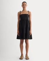 womens-gauze-mini-tiered-dress-black | primary