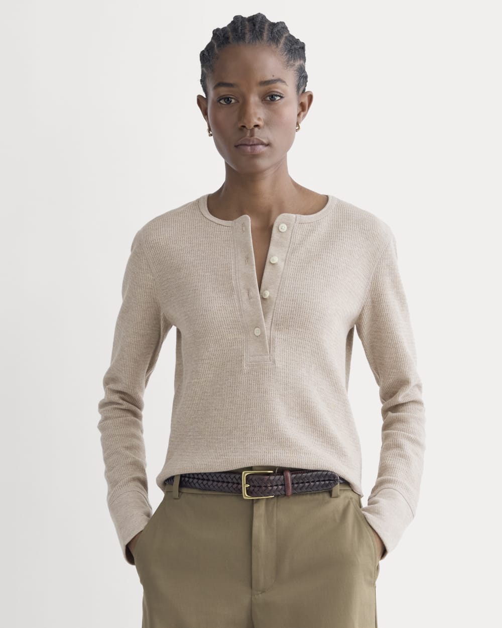 womens-boxy-henley-in-cozy-waffle-heathered-oatmeal | primary
