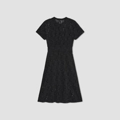 womens-perforated-eyelet-a-line-dress-black | alt