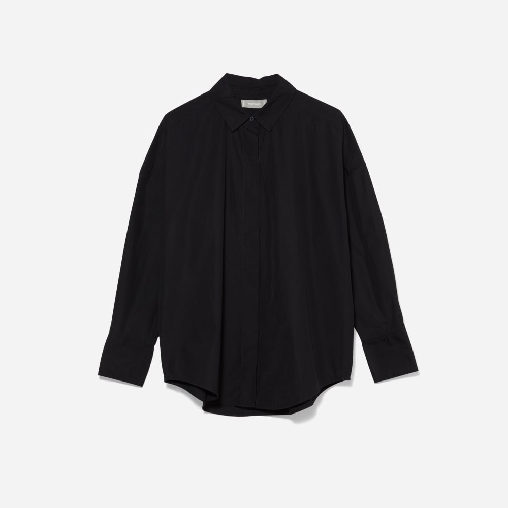 womens-oversized-poplin-shirt-black | alt