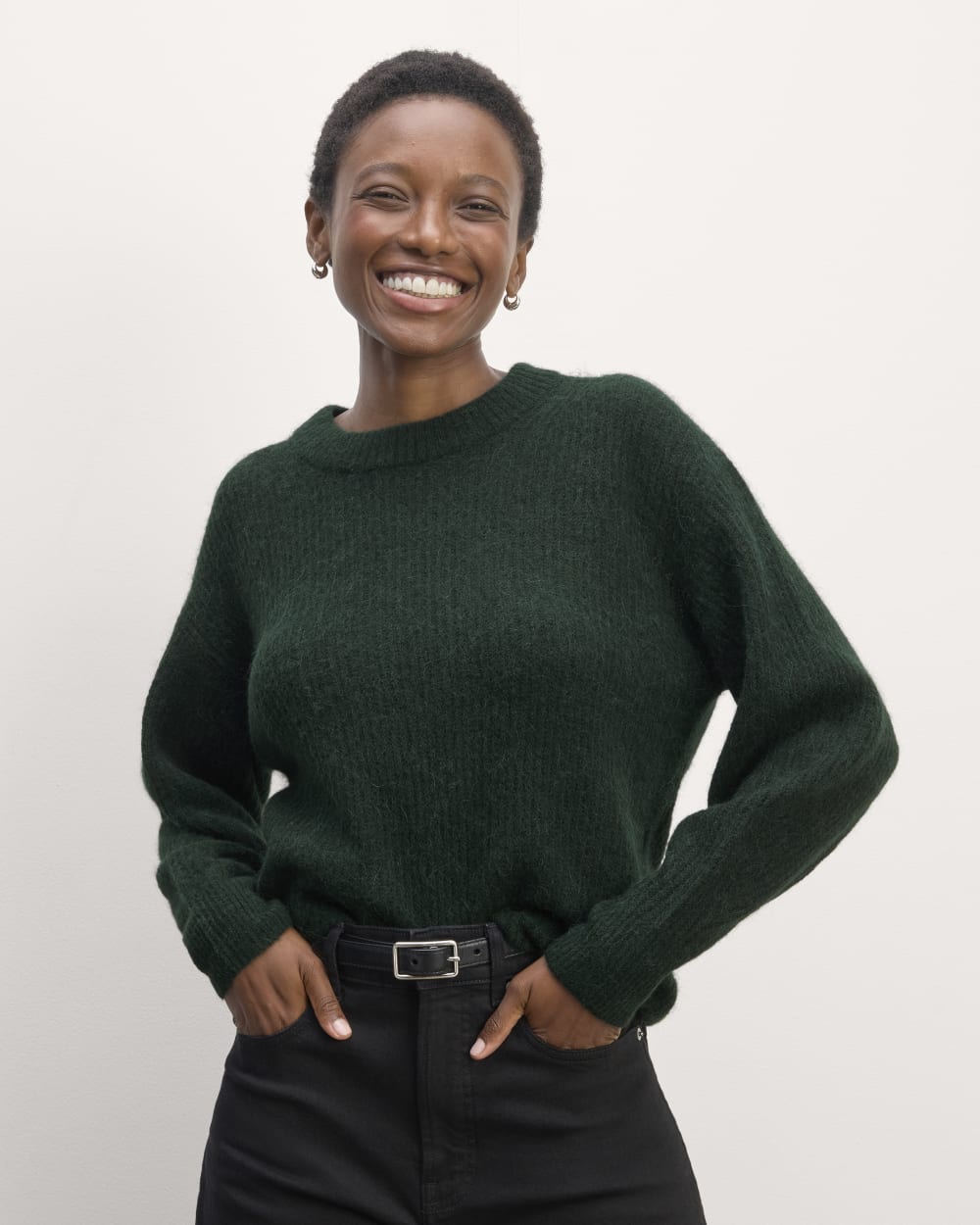 womens-alapaca-ribbed-cocoon-crew-scarab | primary