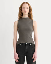 womens-supima-micro-rib-funnel-neck-tank-heathered-fatigue | primary