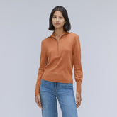womens-luxe-merino-half-zip-sweater-tawny-brown | primary