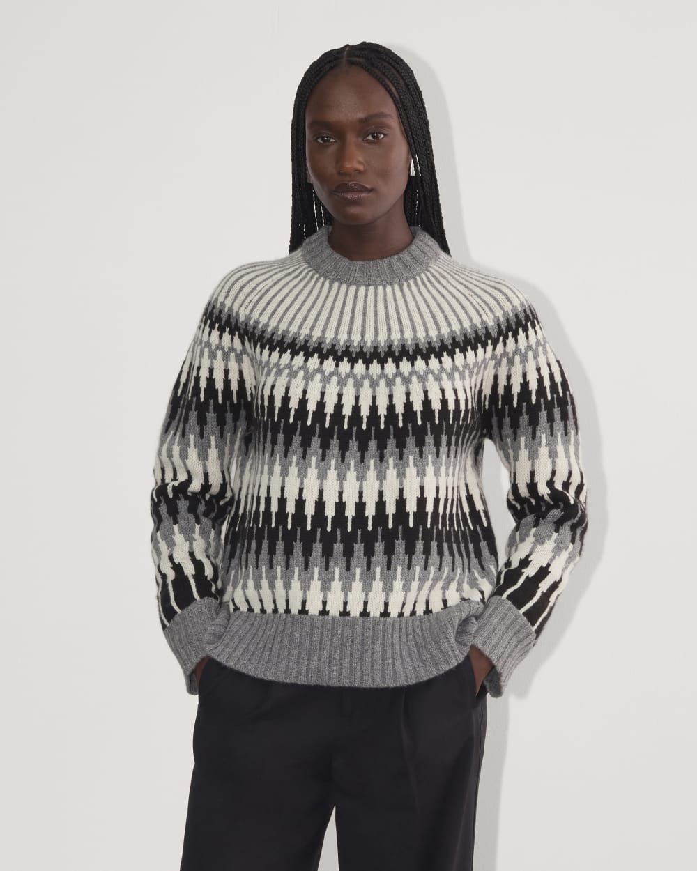 womens-fair-isle-crew-sweater-grey-black-fair-isle | primary