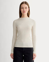 womens-luxe-rib-funnel-neck-tee-heathered-oat | primary