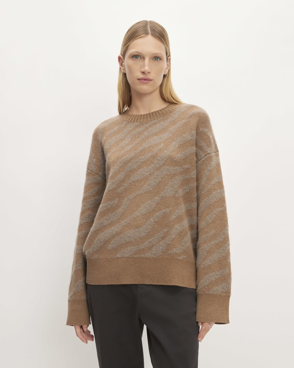 womens-alpaca-tiger-jacquard-crewneck-camel-brown | primary