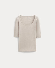 womens-luxe-supima-micro-rib-scoop-neck-heathered-oat | alt