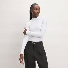 womens-supima-stretch-funnel-neck-tee-white | primary
