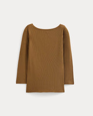 womens-luxe-rib-3-4-sleeve-boatneck-tee-toffee | alt