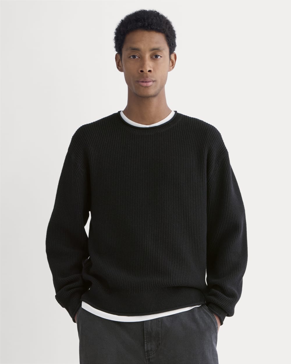 mens-waffle-rollneck-crew-black | primary