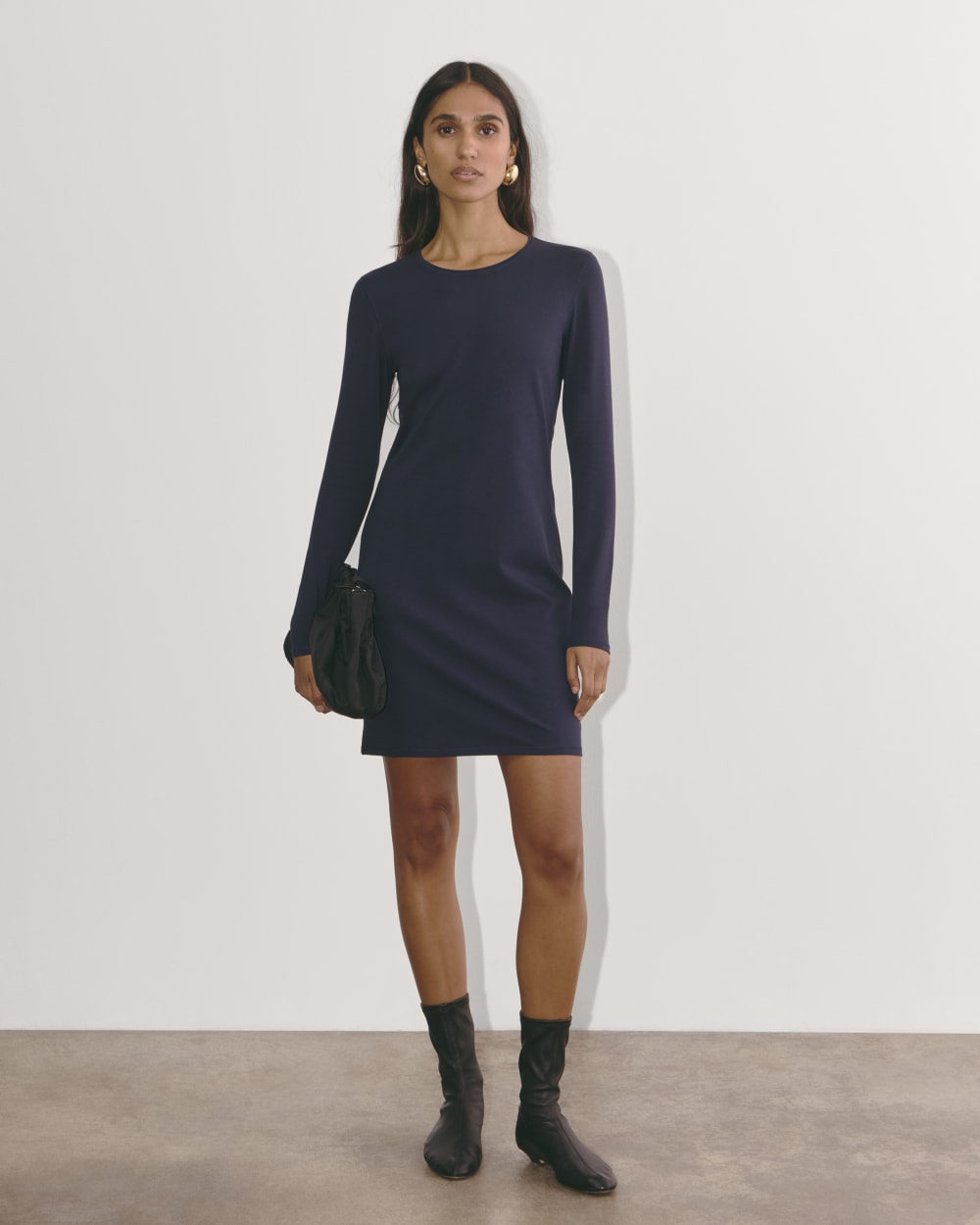 womens-form-mini-long-sleeve-dress-navy | primary