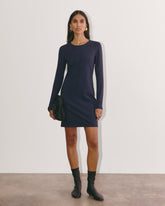 womens-form-mini-long-sleeve-dress-navy | primary