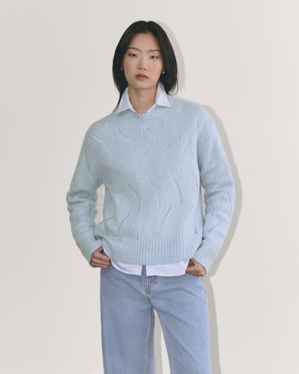 womens-pointelle-sweater-cloud-chambray-blue | primary