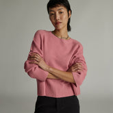 womens-recashmere-cropped-crew-sweater-bubblegum | primary