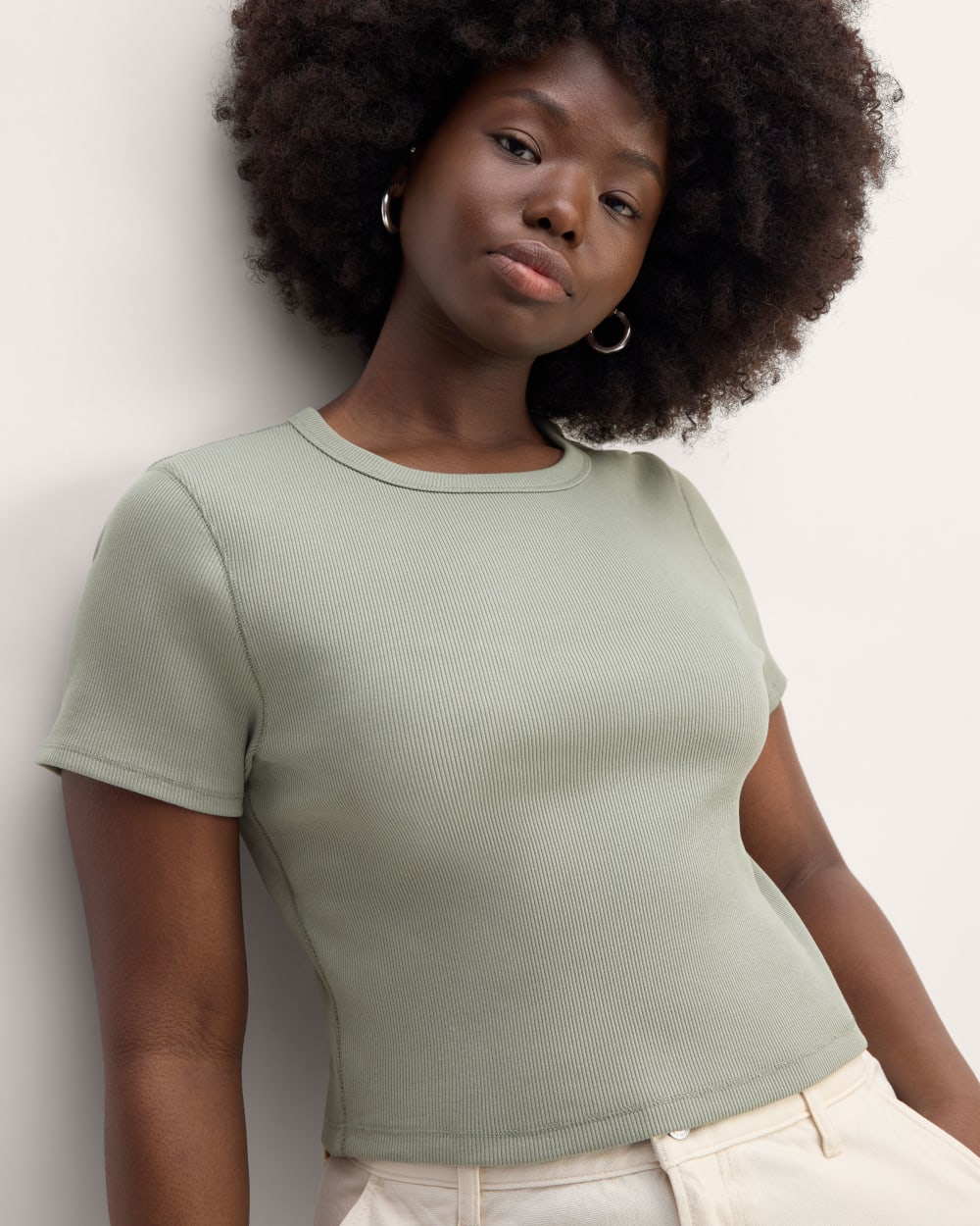 womens-cropped-short-sleeve-rib-tee-sage-green | primary