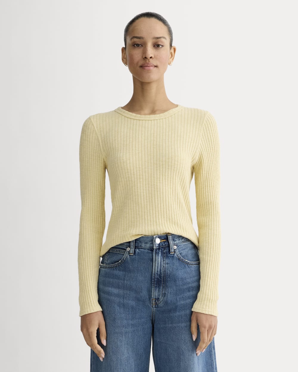 womens-rib-knit-crew-banana-crepe | primary