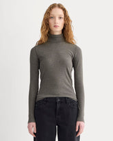 womens-supima-rib-turtleneck-heathered-fatigue | primary