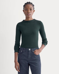 womens-luxe-rib-funnel-neck-tee-heathered-dark-sea | primary