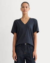 womens-slouchy-v-tee-cotton-linen-navy | primary