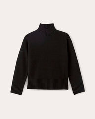 womens-wool-cashmere-honeycomb-funnel-sweater-black | alt
