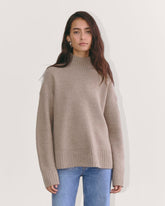 womens-wool-cashmere-honeycomb-funnel-sweater-oatmeal | primary