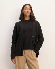 womens-cotton-honeycomb-cardigan-black | primary