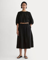 womens-gauze-tiered-skirt-black | primary