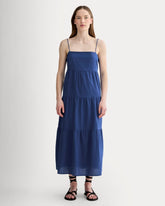 womens-gauze-tiered-dress-mazarine-blue | primary