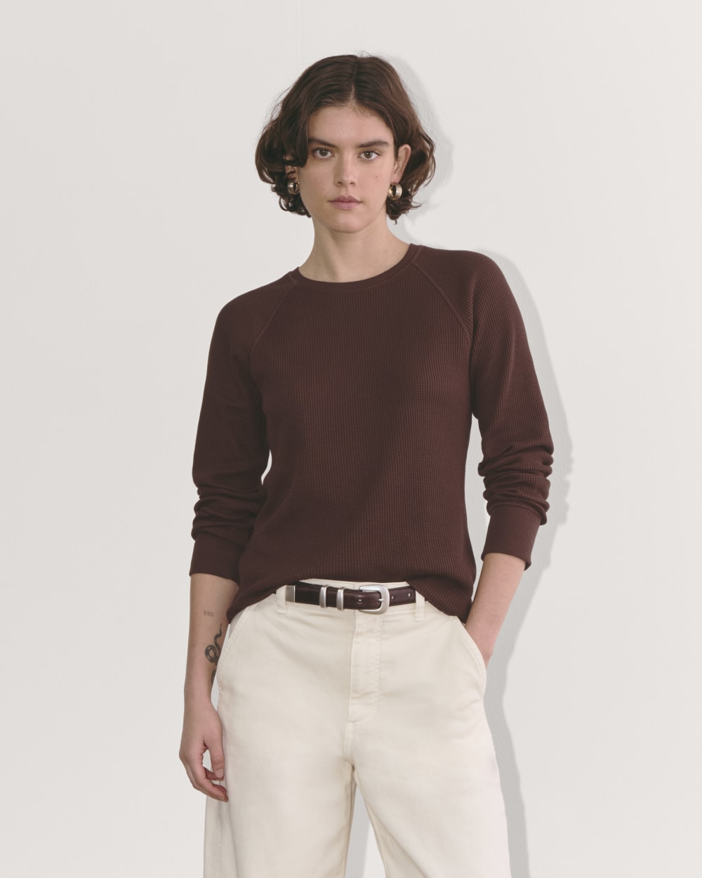 womens-cotton-waffle-crew-ls-tee-dark-mahogany | primary