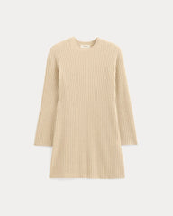 womens-cashmere-long-sleeve-mini-dress-heather-light-camel | alt