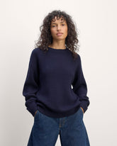 womens-cotton-oversized-cocoon-sweater-navy | primary