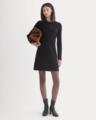 womens-cashmere-long-sleeve-mini-dress-black | primary