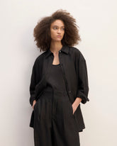 womens-linen-boyfriend-shirt-black | primary