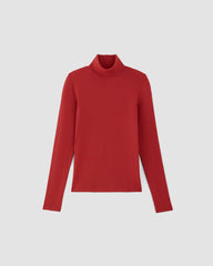 womens-supima-rib-turtleneck-haute-red | alt