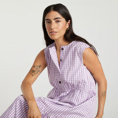 womens-tiered-midi-dress-orchid-gingham | alt